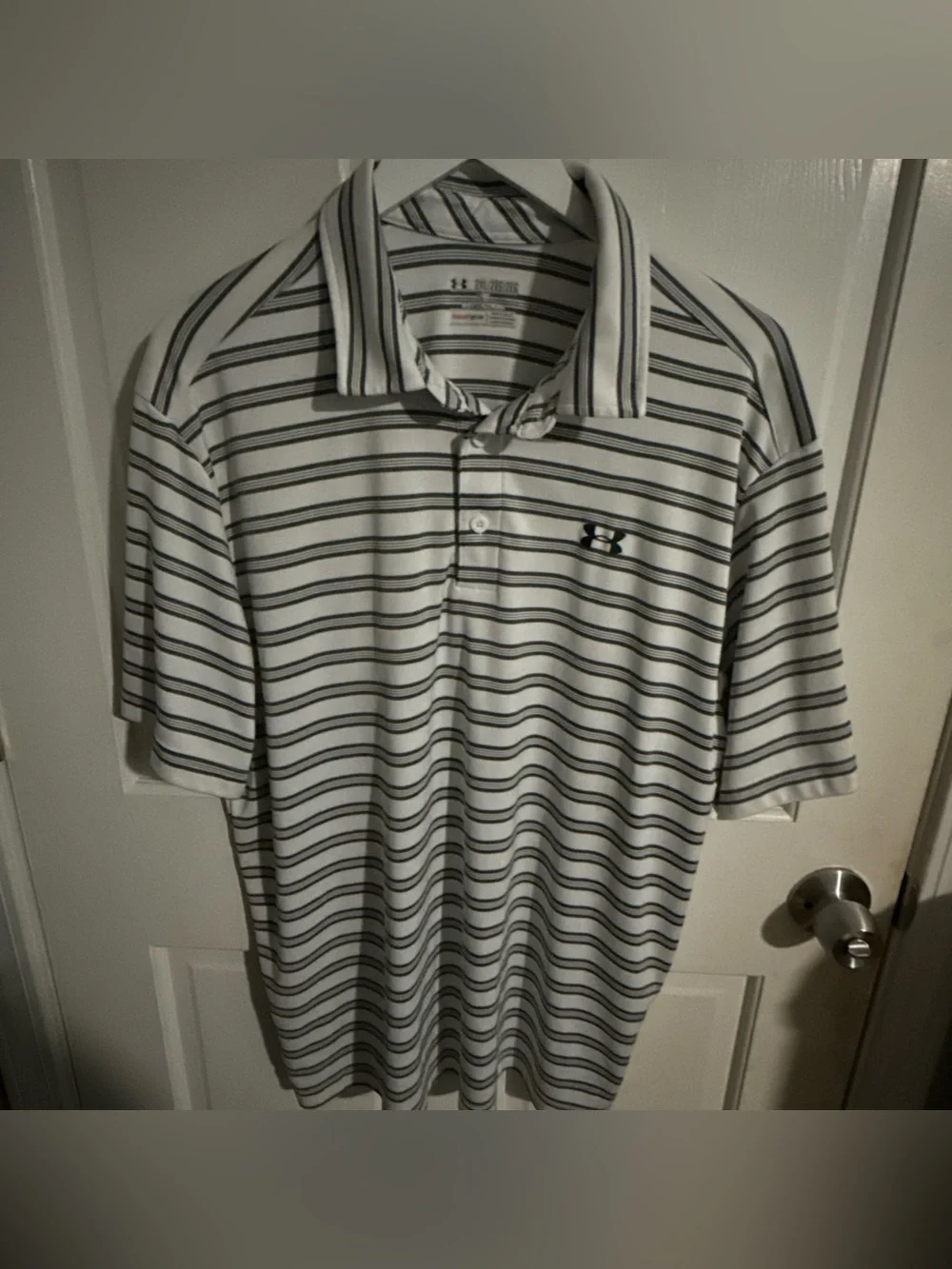 Under Armour Men's White Polo with Gray Stripes